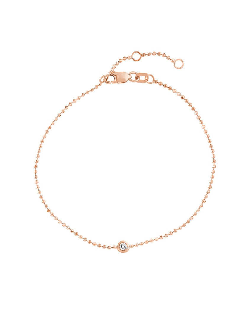 Adjustable Diamond Cut Beaded Chain Bracelet