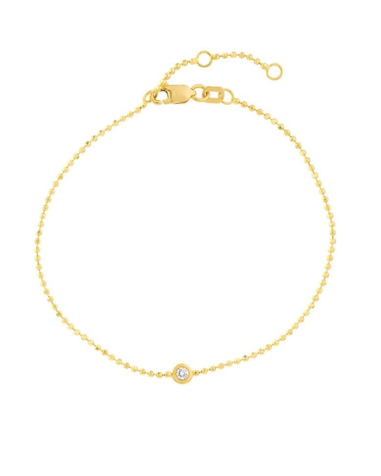 Adjustable Diamond Cut Beaded Chain Bracelet