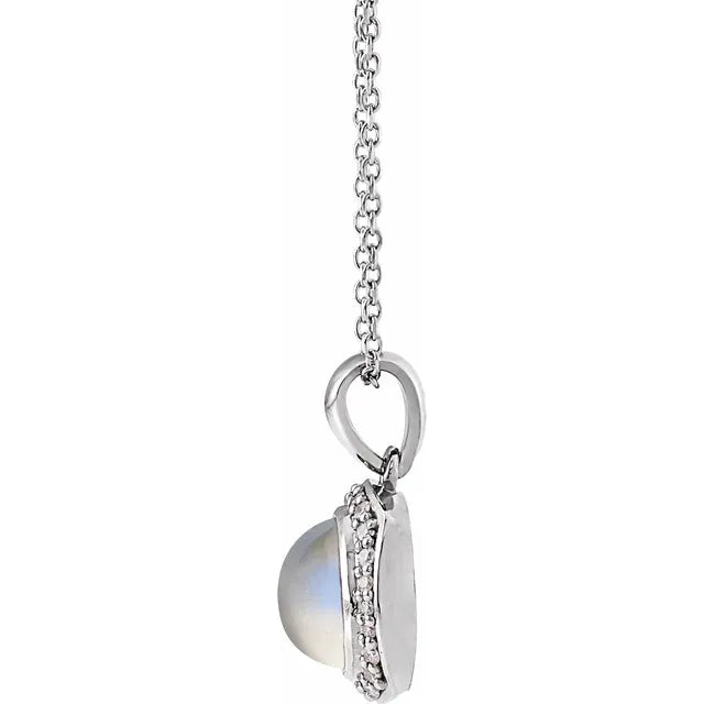 Rainbow Moonstone & Diamond Necklace