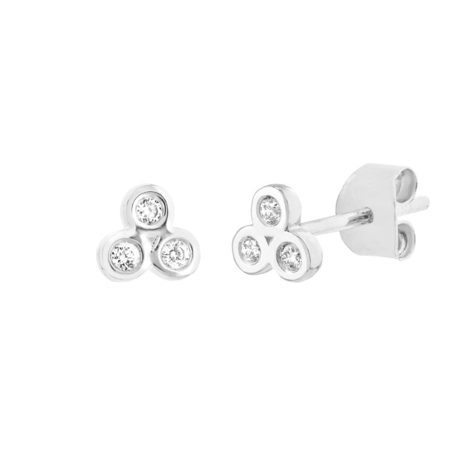 1/15tcw Diamond Trinity Stud Earrings