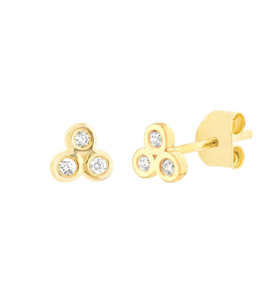 1/15tcw Diamond Trinity Stud Earrings
