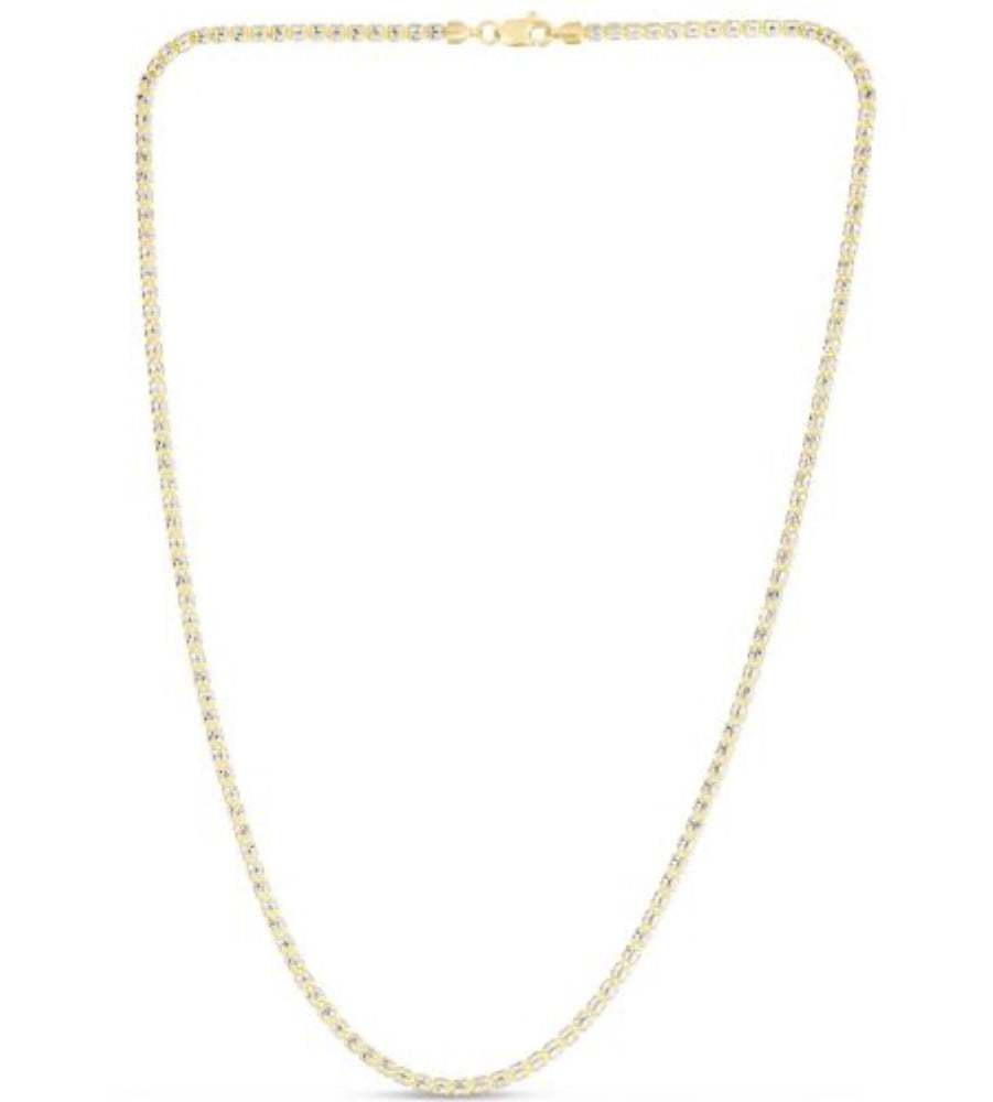 14K 2.7mm Two-Tone Fancy Ice Chain 18”