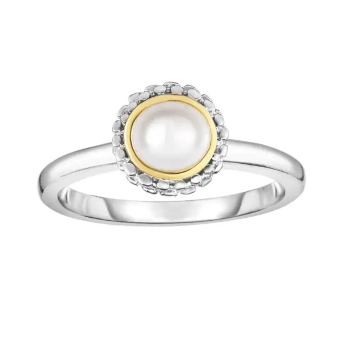 Sterling Silver & 18K Gold Popcorn Birthstone Ring