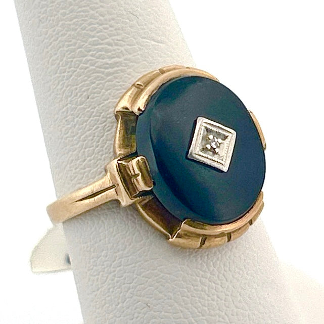 Vintage Onyx & Diamond Ring