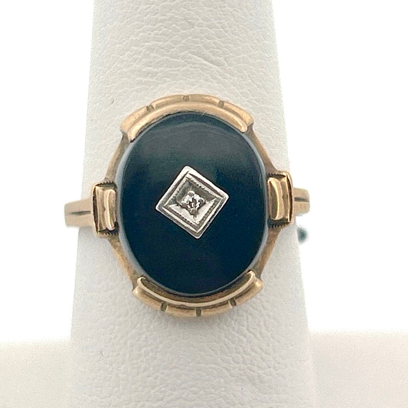 Vintage Onyx & Diamond Ring