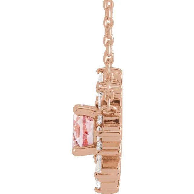 Morganite & Diamond Starburst Necklace