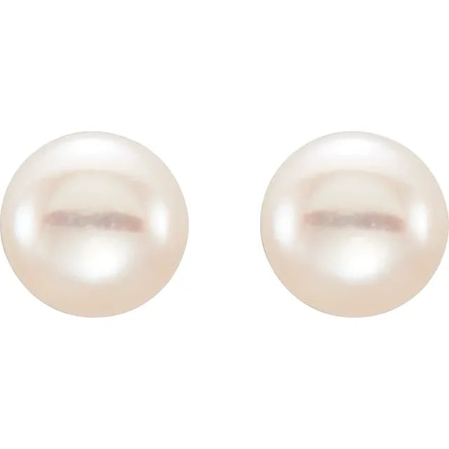 14K Yellow 5-6 mm Cultured White Freshwater Pearl Earrings