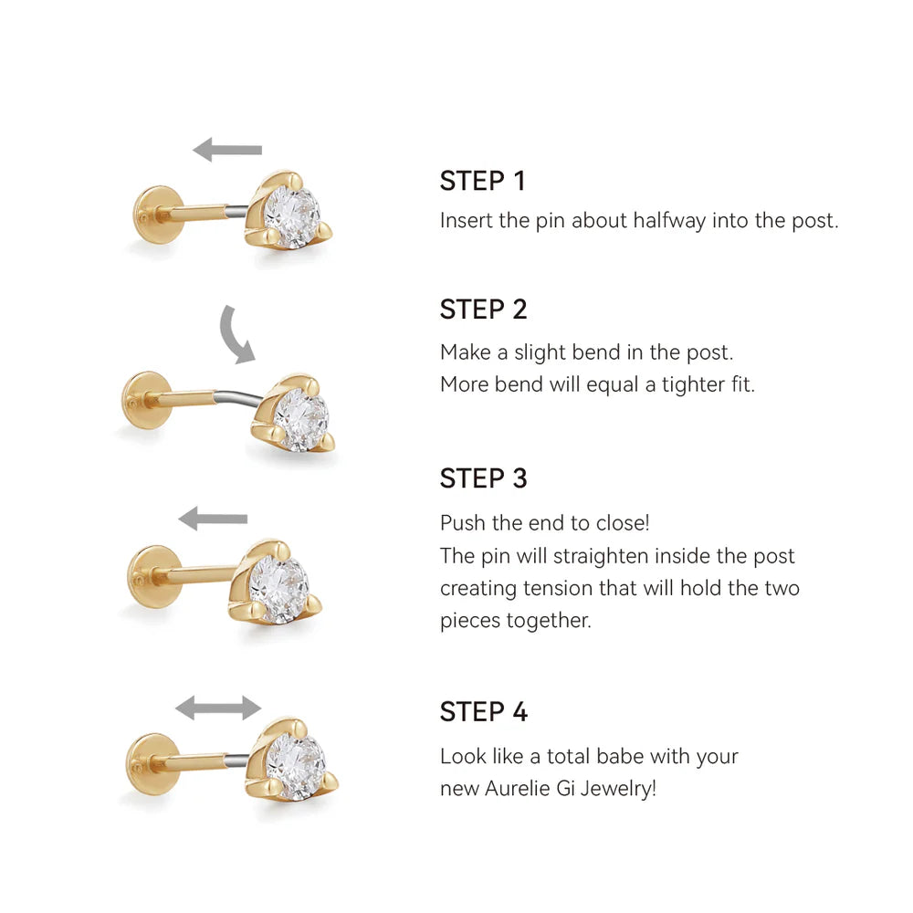 VENUS | SINGLE OPAL AND DIAMOND THREADLESS FLATBACK EARRING