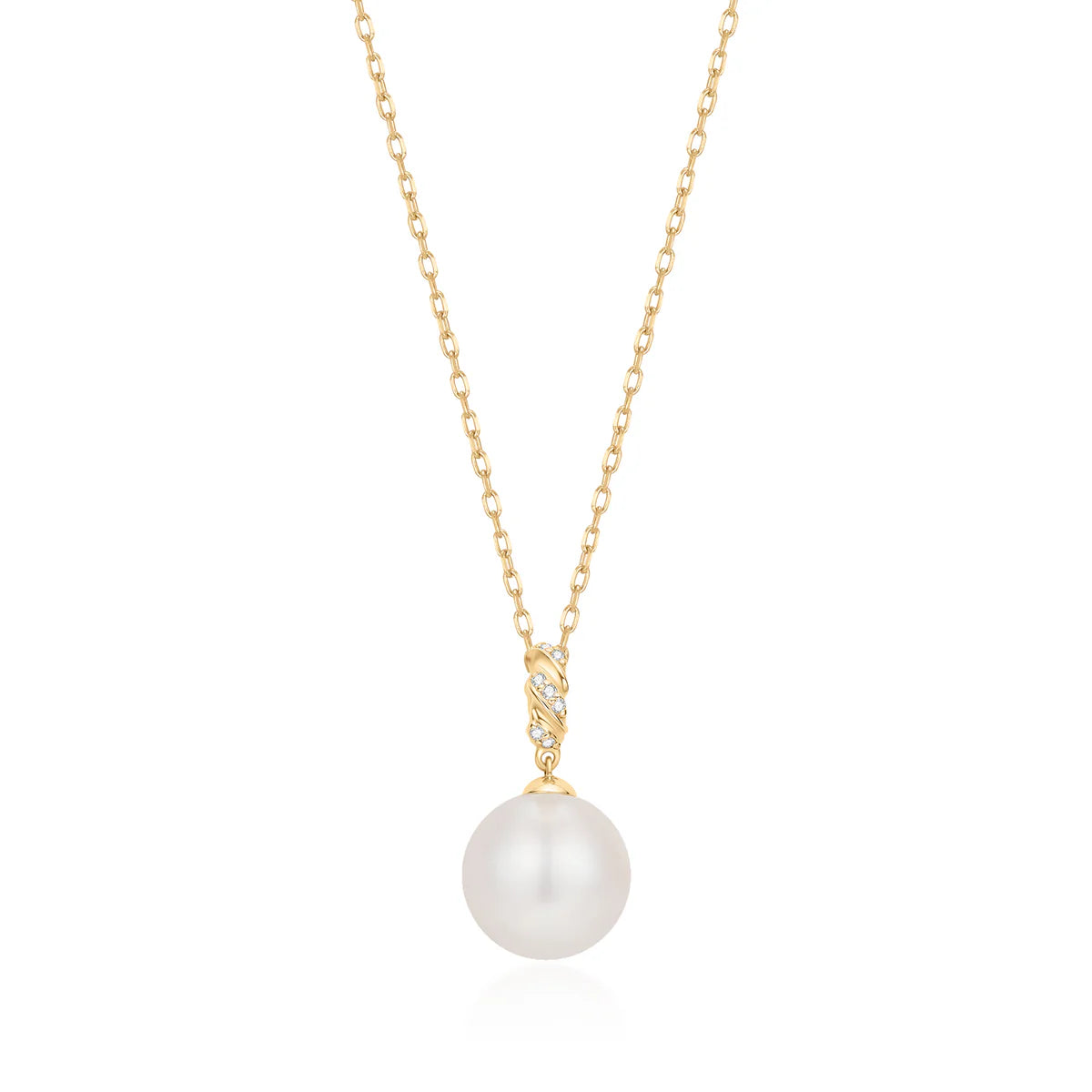 KALINDA | Pearl Necklace with Lab Grown Diamond Accent