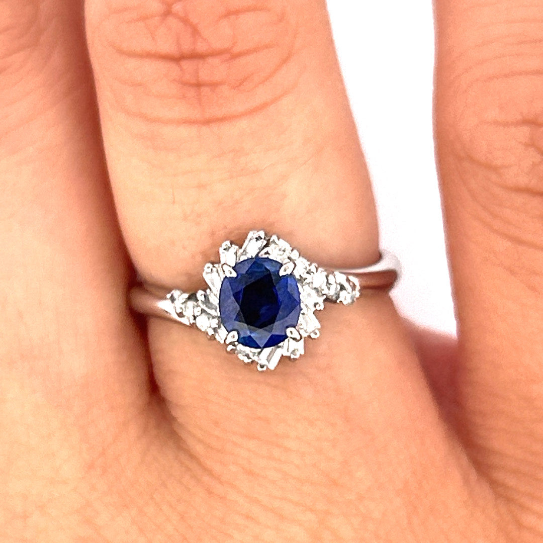 Vintage Sapphire and Diamond Ring Platinum
