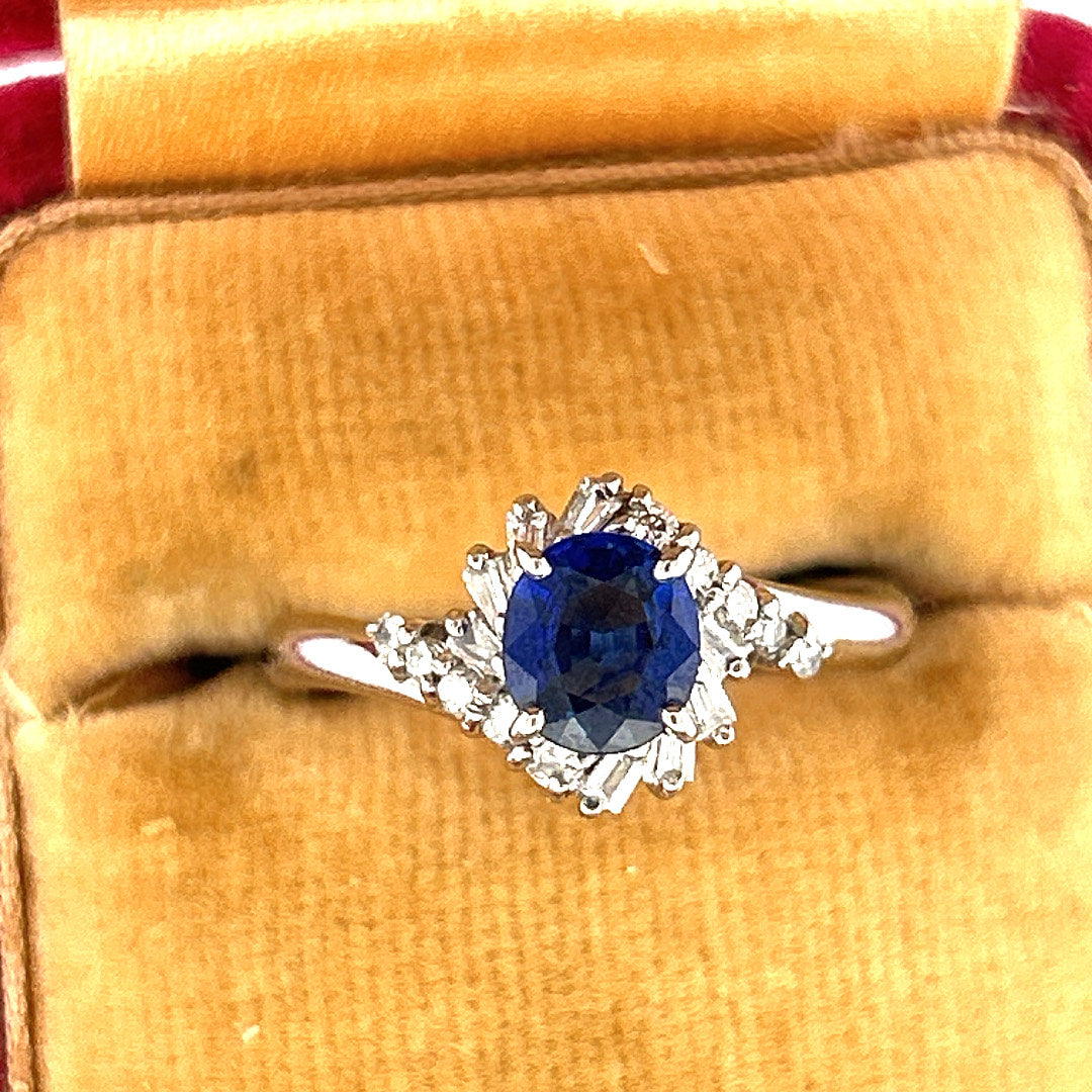 Vintage Sapphire and Diamond Ring Platinum