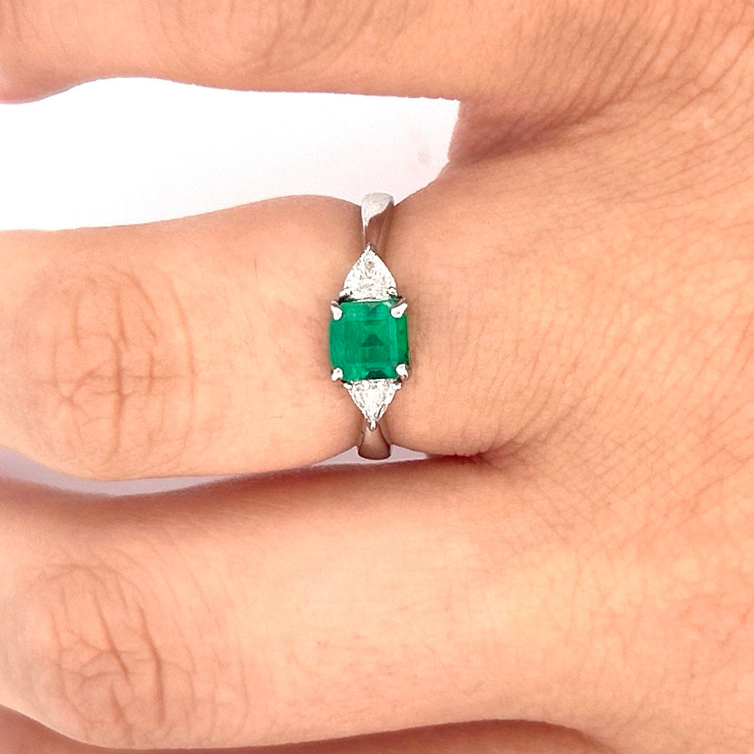 Emerald and Diamond Platinum Ring