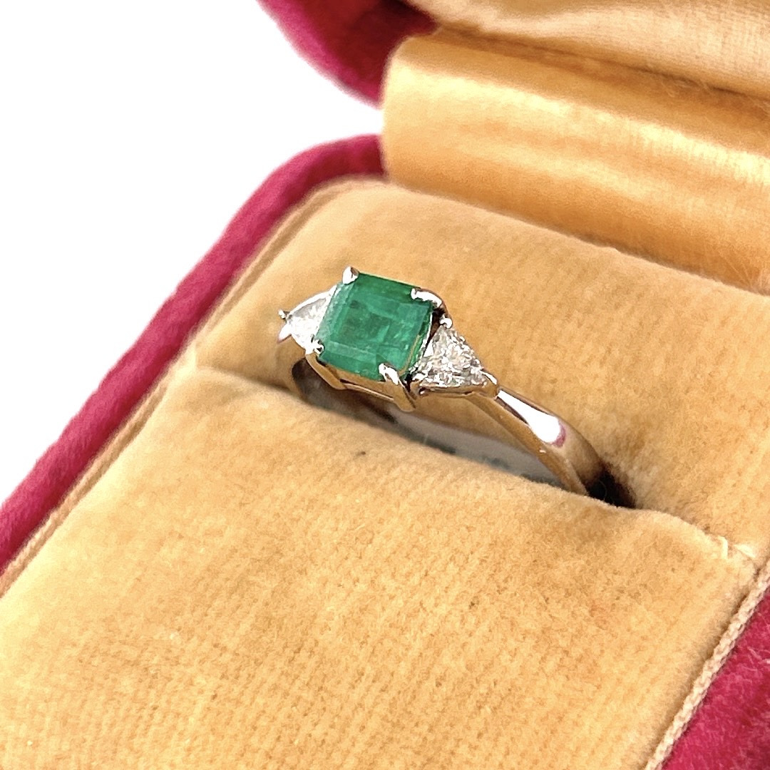 Emerald and Diamond Platinum Ring