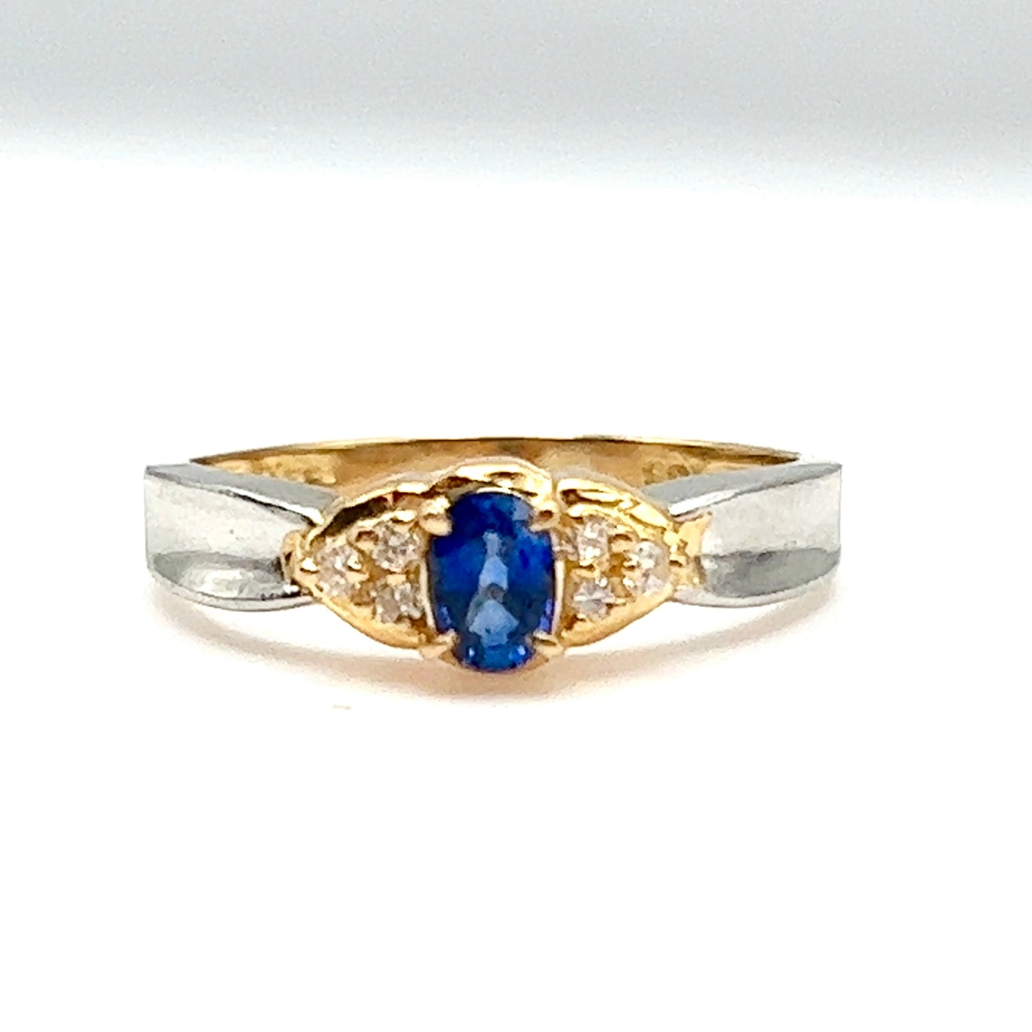 Sapphire and Diamond Princess Ring