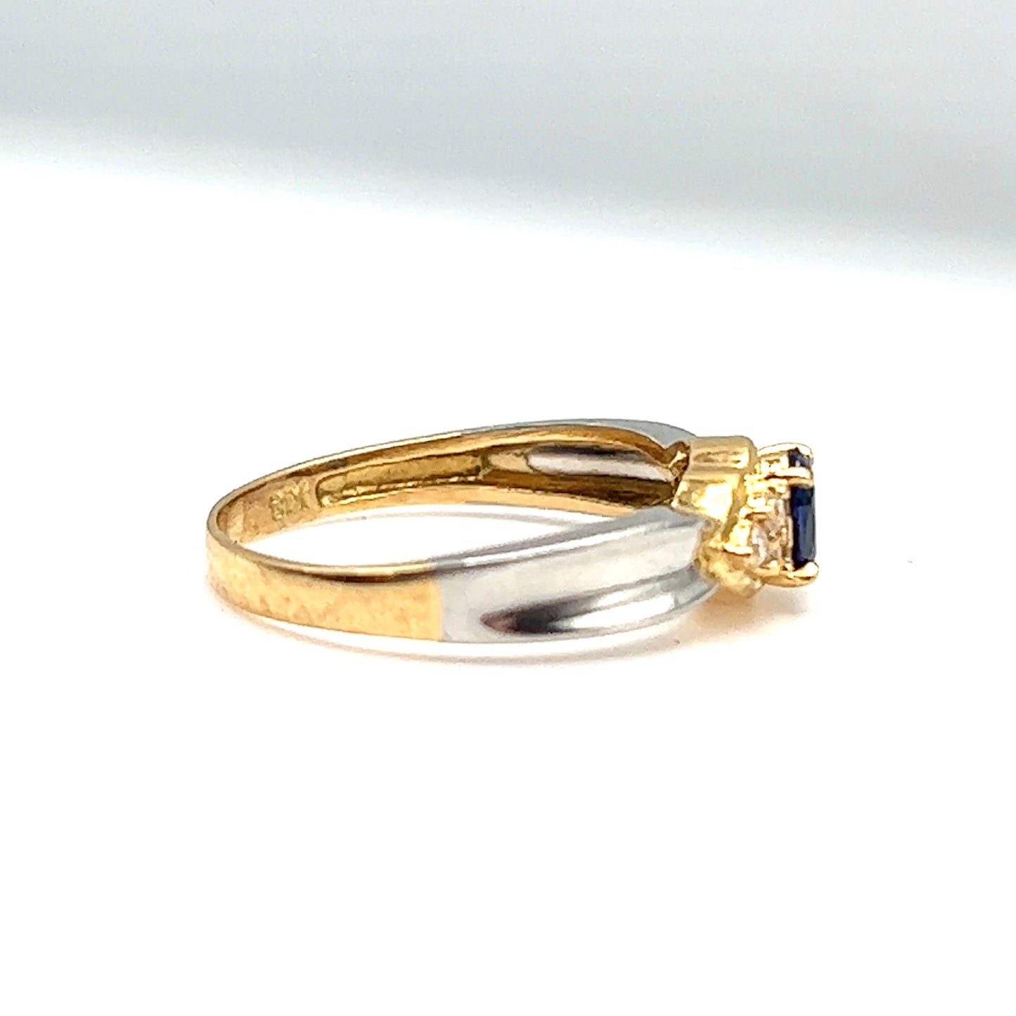 Sapphire and Diamond Princess Ring