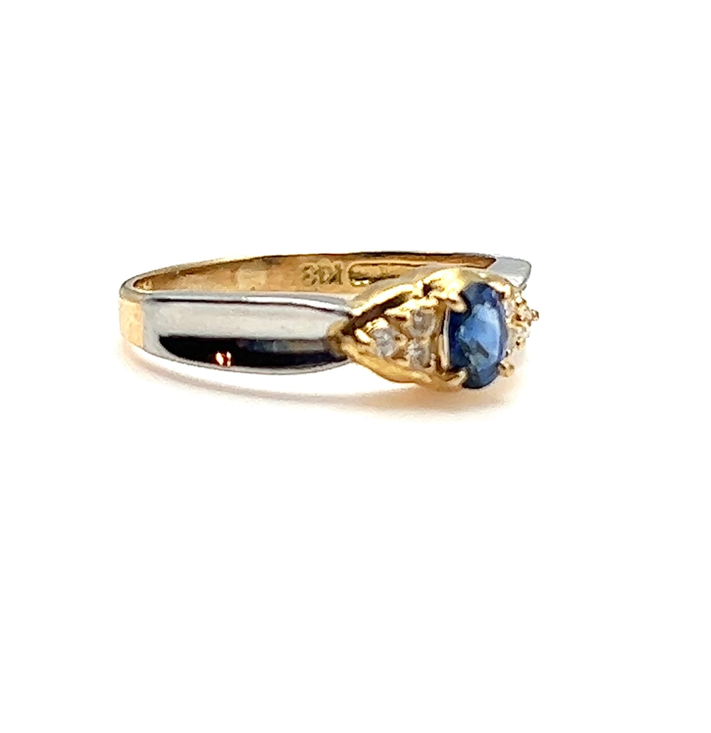 Sapphire and Diamond Princess Ring