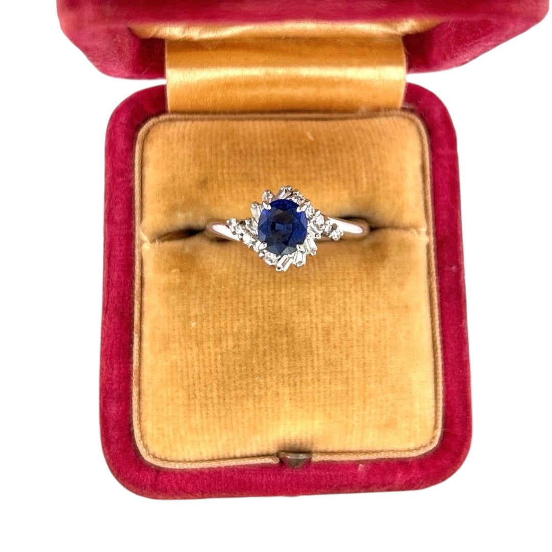 Vintage Sapphire and Diamond Ring Platinum