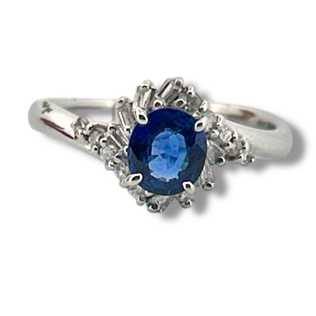 Vintage Sapphire and Diamond Ring Platinum