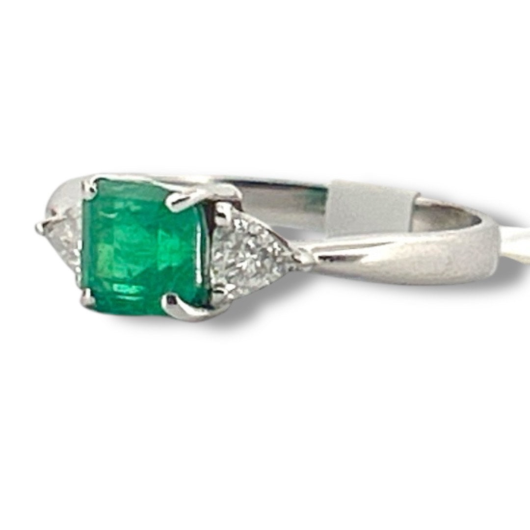 Emerald and Diamond Platinum Ring