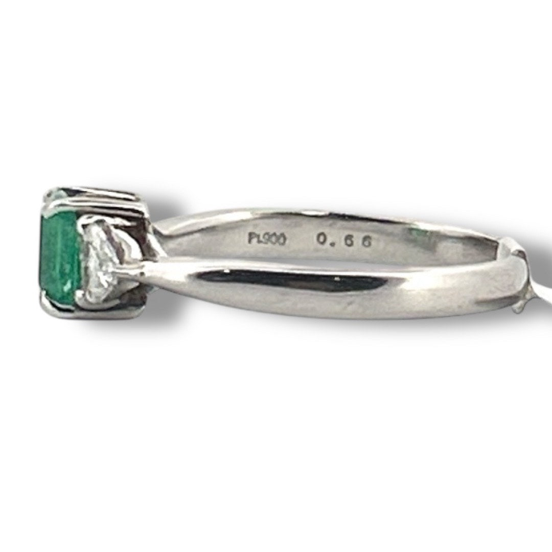 Emerald and Diamond Platinum Ring