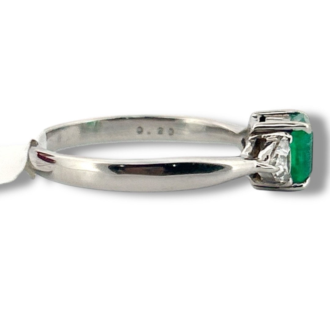 Emerald and Diamond Platinum Ring