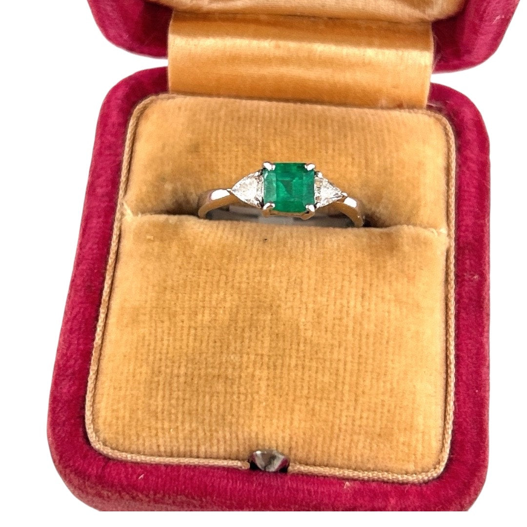 Emerald and Diamond Platinum Ring