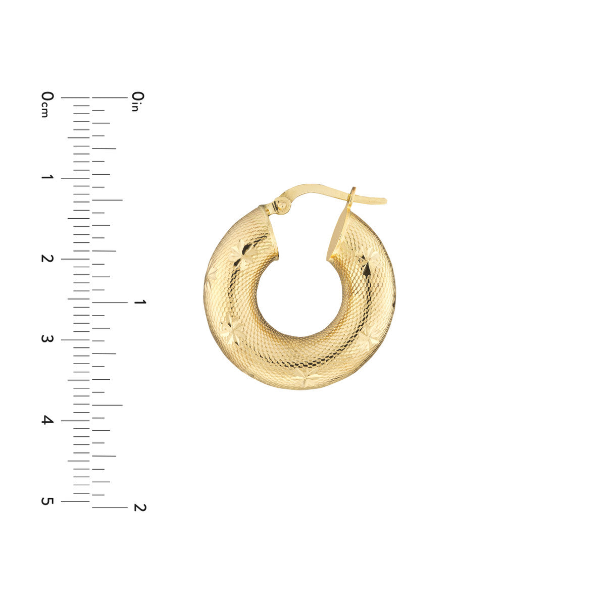 Round Textured Diamond-Cut Hoop Earrings