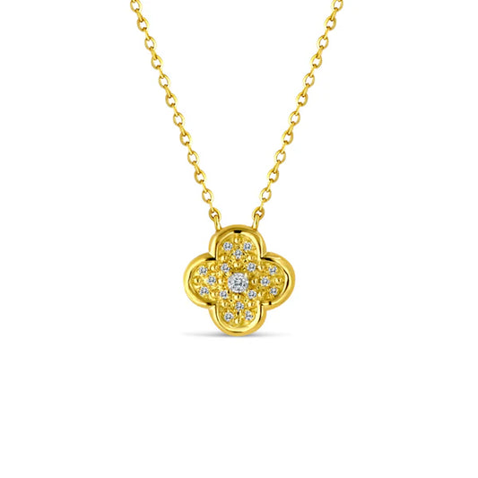 Diamond Flower Clover Necklace