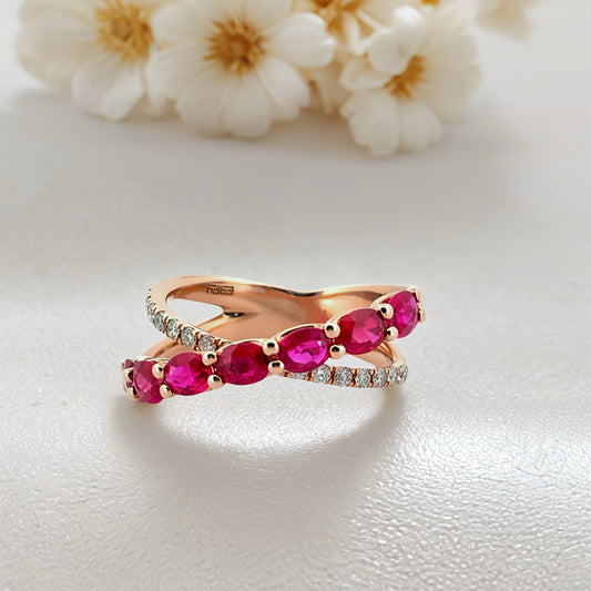 EFFY Ruby & Diamond CrissCross Ring