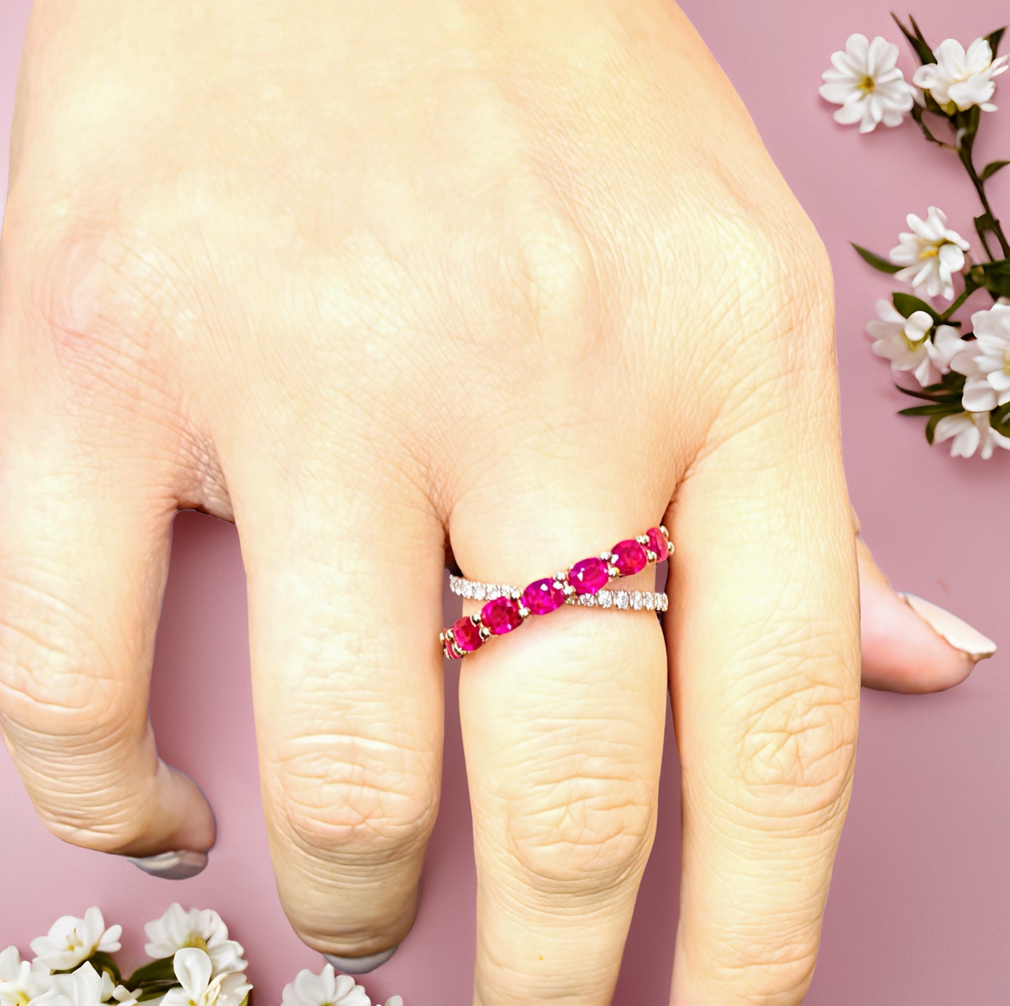 EFFY Ruby & Diamond CrissCross Ring