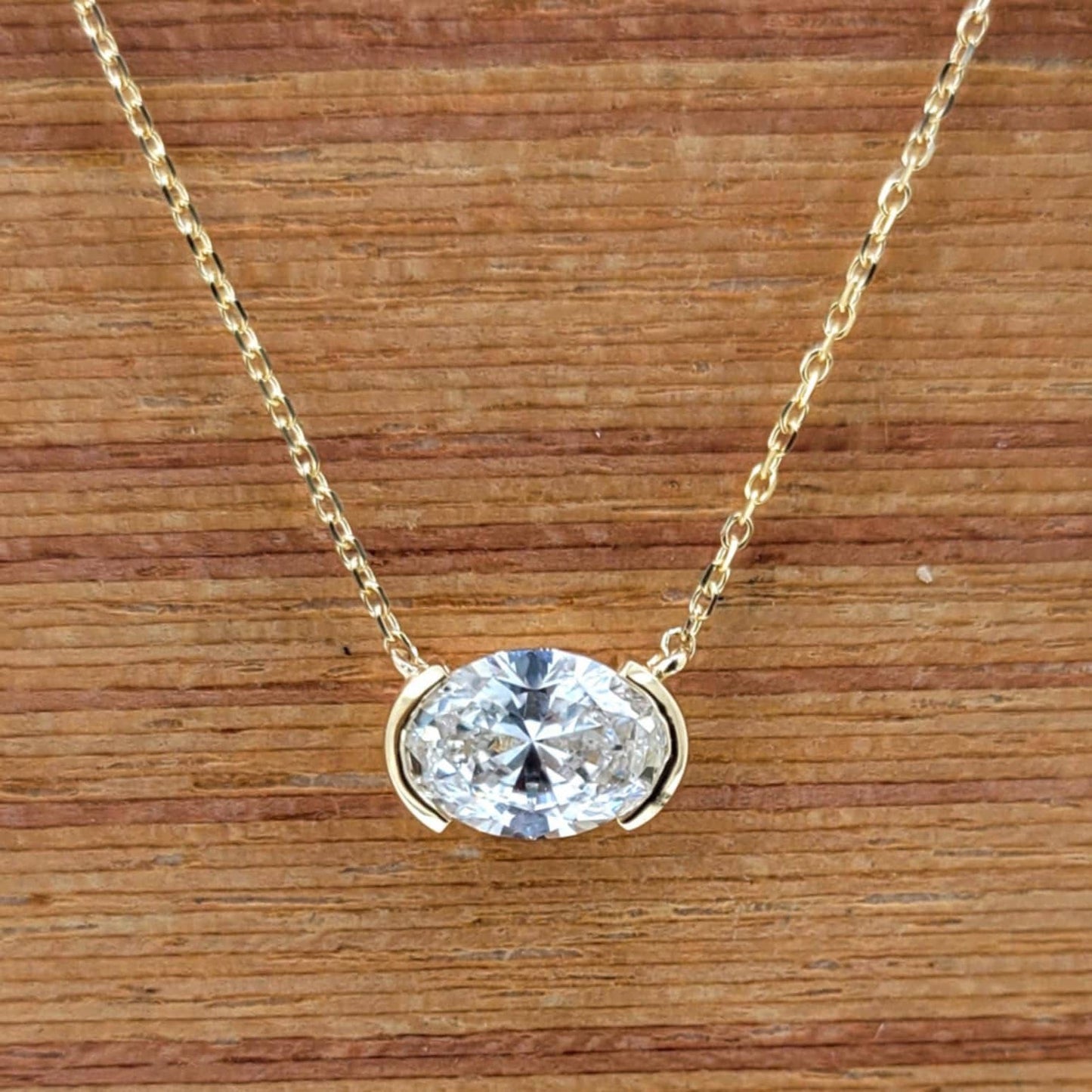 1ct Lab Diamond Half Bezel Necklace