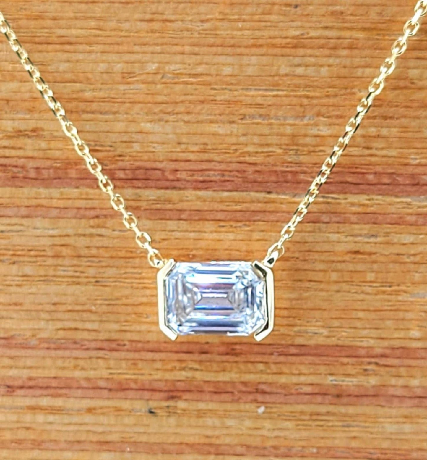 1ct Lab Grown Diamond Half Bezel Necklace