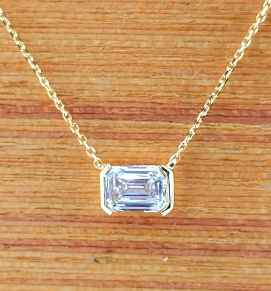 1ct Lab Grown Diamond Half Bezel Necklace