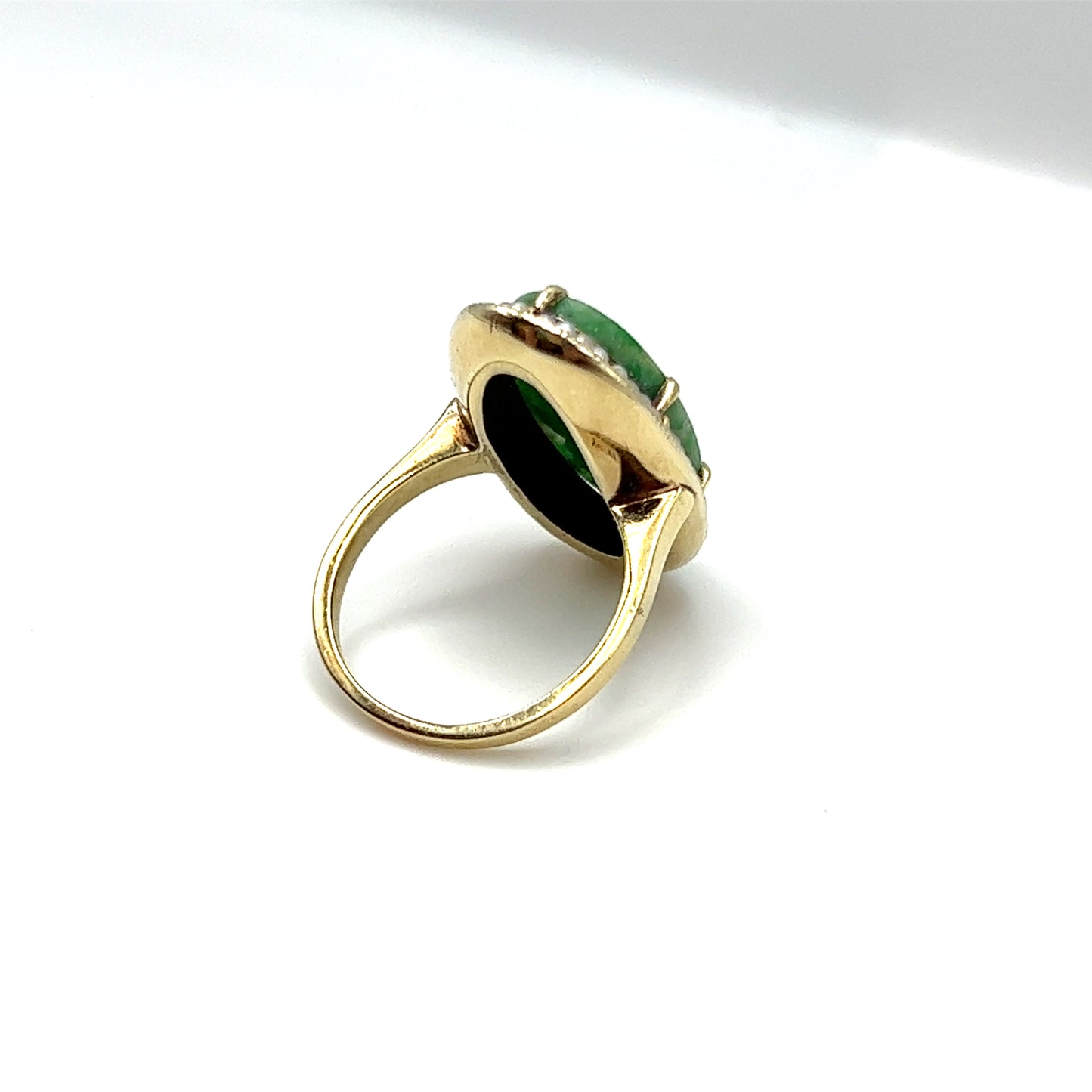 Carved Jade and Pearl Ring