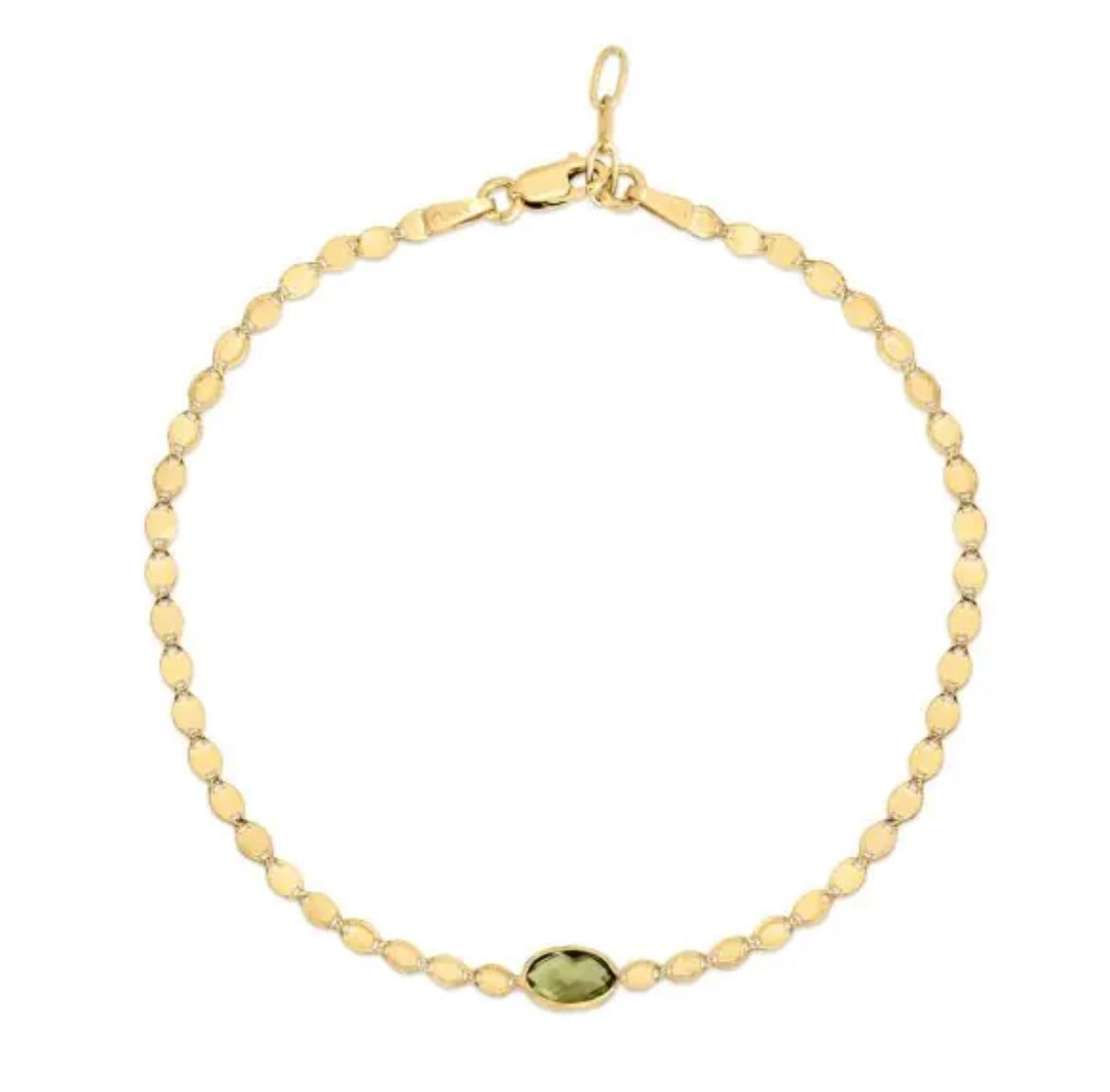 14K Gemstone Mirrored Chain Bracelet