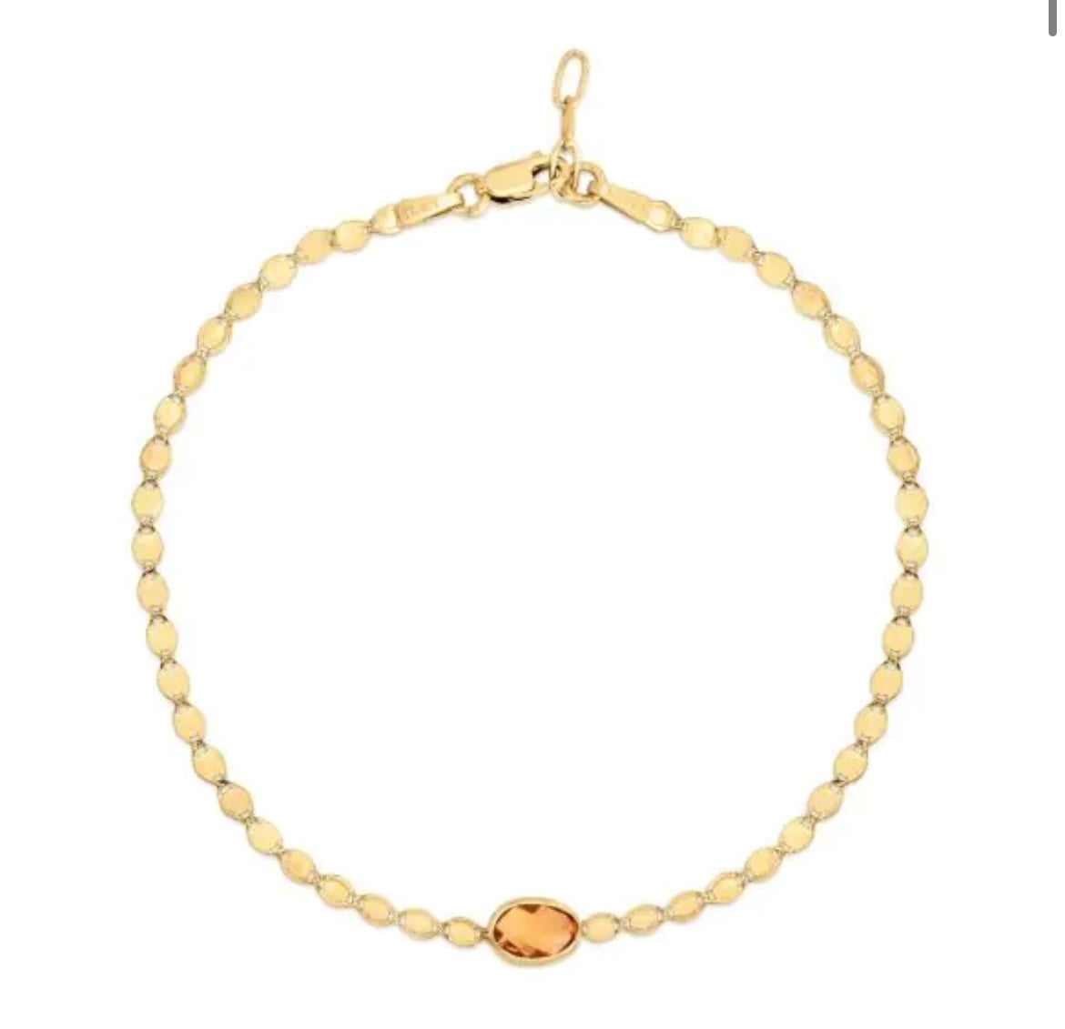 14K Gemstone Mirrored Chain Bracelet