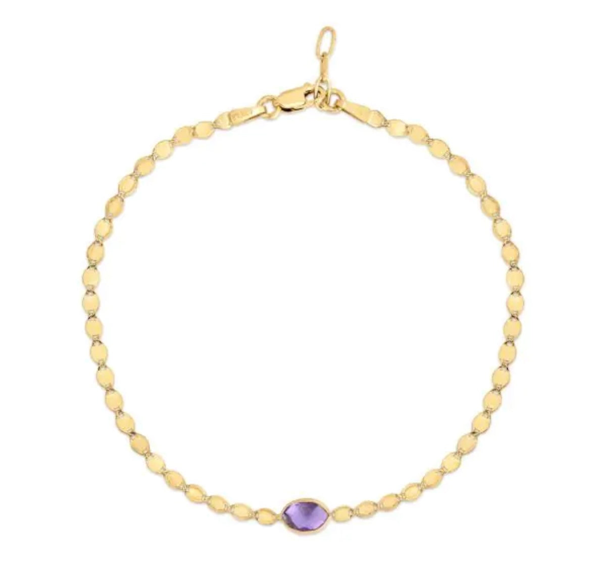 14K Gemstone Mirrored Chain Bracelet