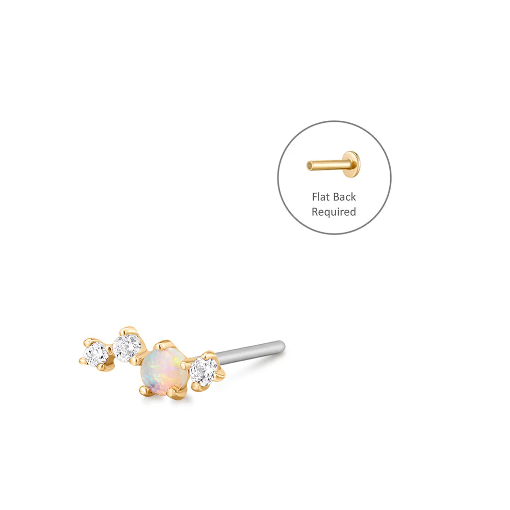 VENUS | SINGLE OPAL AND DIAMOND THREADLESS FLATBACK EARRING