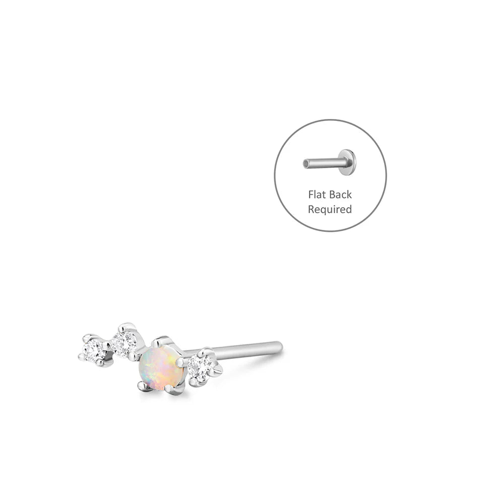 VENUS | SINGLE OPAL AND DIAMOND THREADLESS FLATBACK EARRING