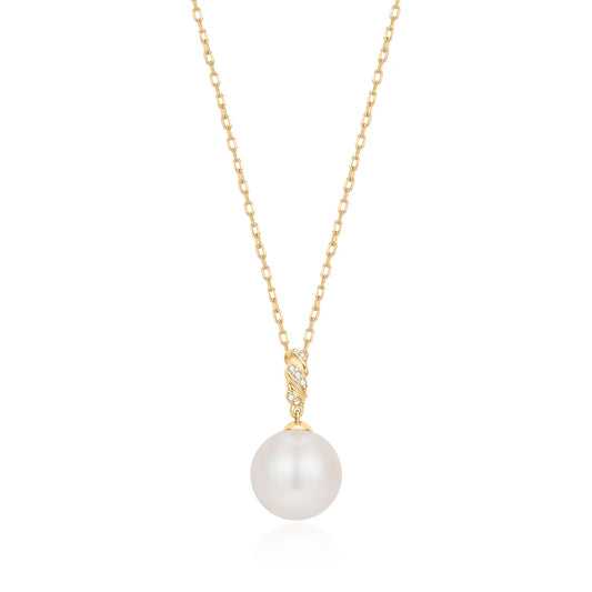 KALINDA | Pearl Necklace with Lab Grown Diamond Accent