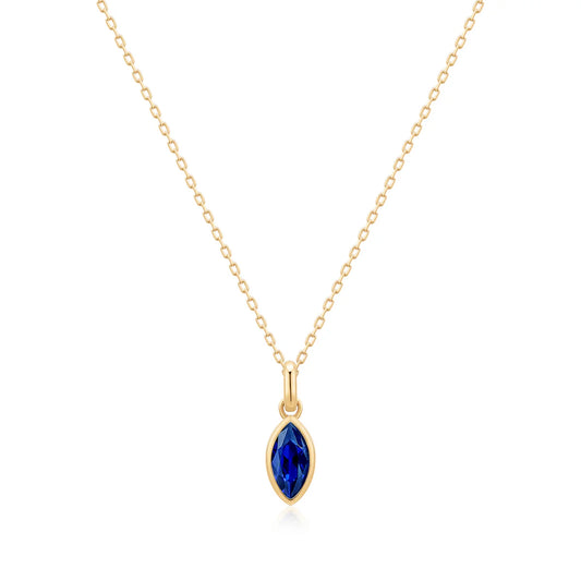 PALOMA | Bezel Marquise Lab Grown Sapphire Necklace