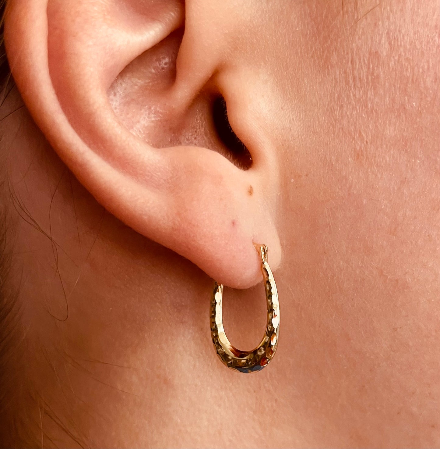 Oval Textured Hoops