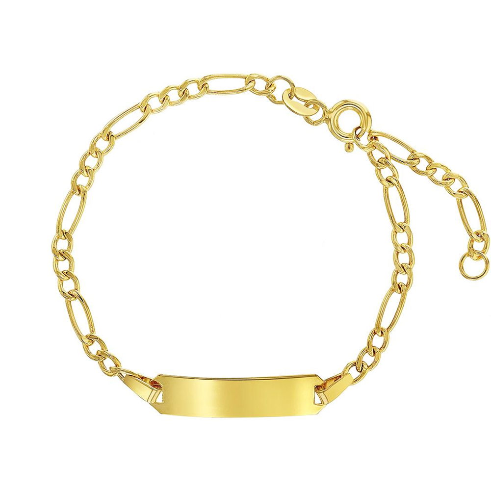 14k Classic Figaro Identification Baby Bracelet