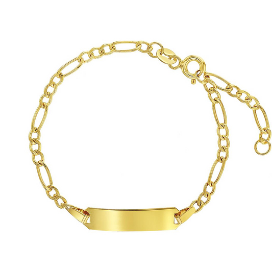 14k Classic Figaro Identification Baby Bracelet