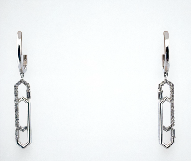 Modified Paper-clip Diamond Earrings