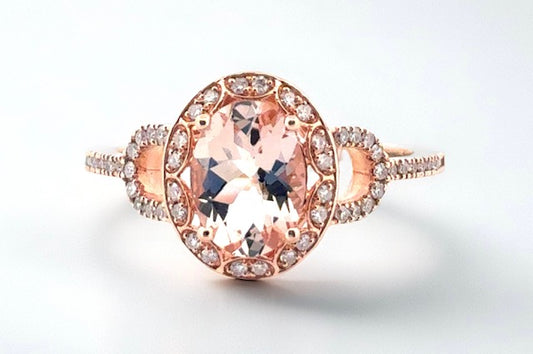 14k Rose Gold Morganite & Diamond Ring