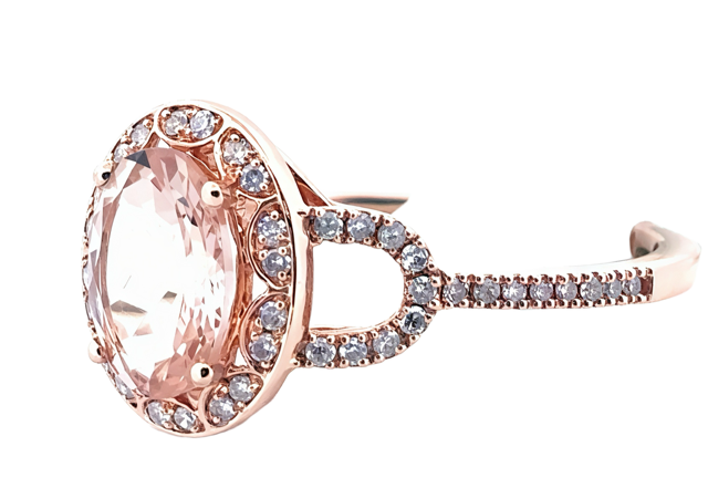 14k Rose Gold Morganite & Diamond Ring