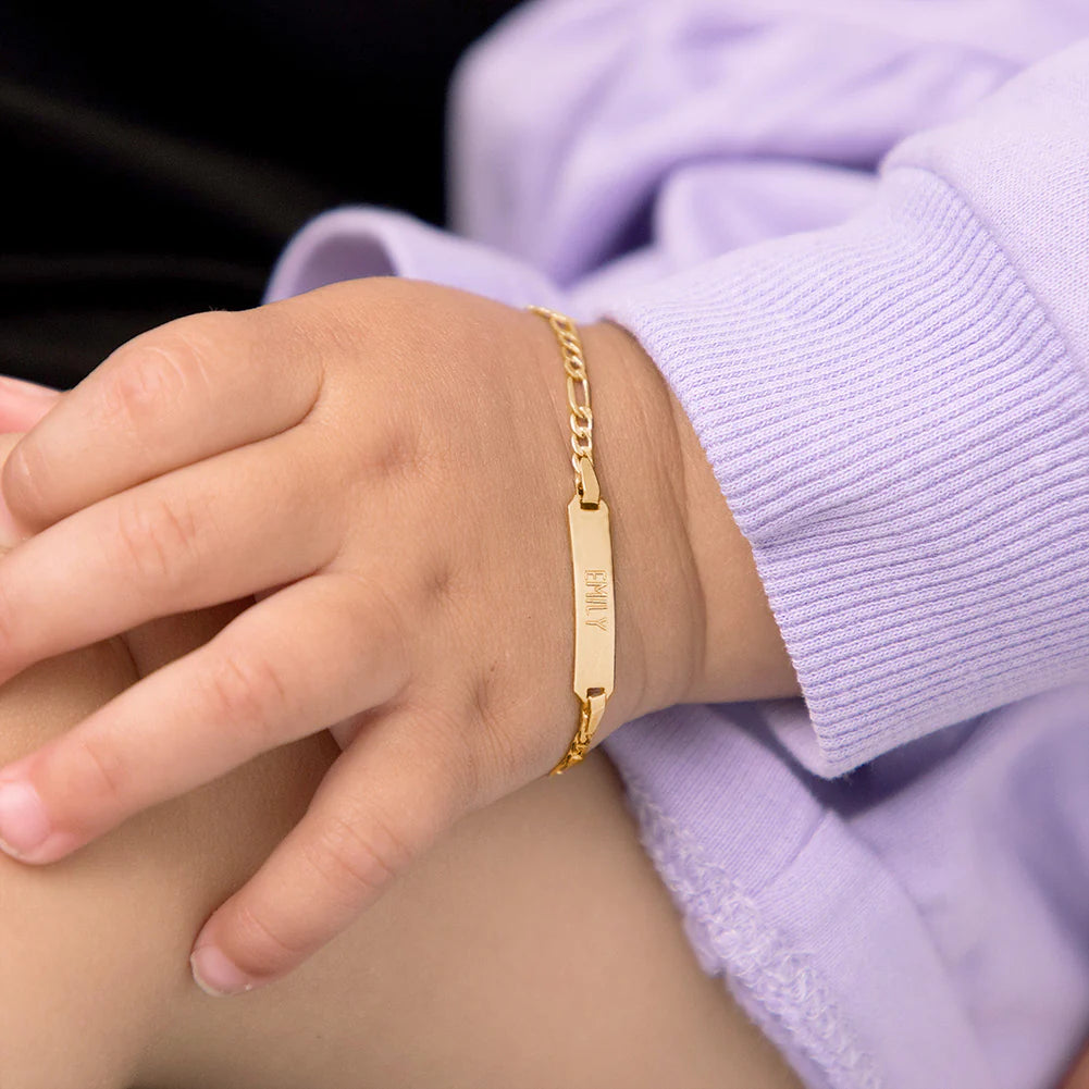 14k Classic Figaro Identification Baby Bracelet